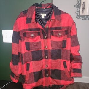 Style & Co. Red and Black Plaid Jacket